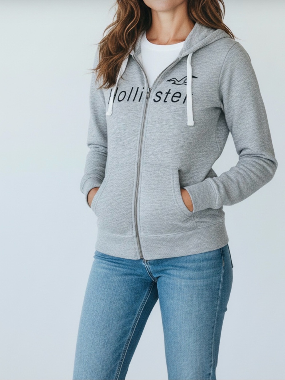 Hollister Full-Zip Hoodie with Drawstring #Y2K